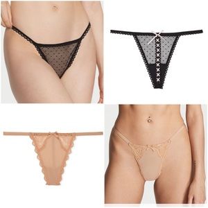 NEW Two Victoria’s Secret v-string thong underwear size M medium g-string